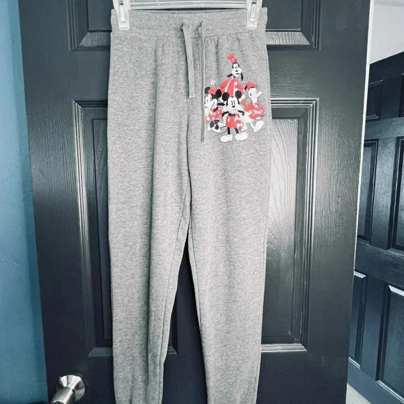 Micky Mouse Jogger Disney Kids Sweatpants Charcoal Cuffed Ankle Size XS - Picture 2 of 8